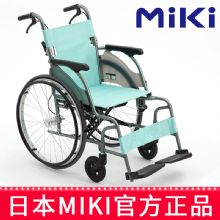 MIKI手动轮椅车CRT-1 绿色 A-14B航太铝超轻便折叠旅行小巧便携老人手推轮椅车